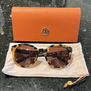 Tory Burch Polarized Tortoise Sunglasses with Orange Case